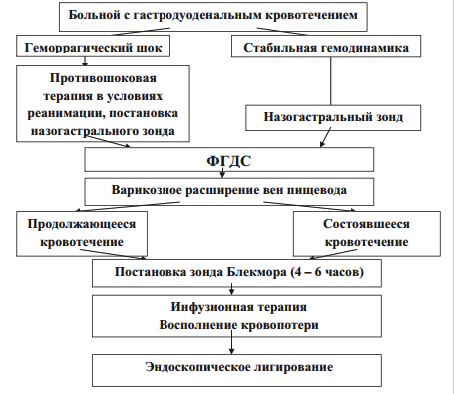 Алгоритм лечения больных с кровотечением из ВРВП